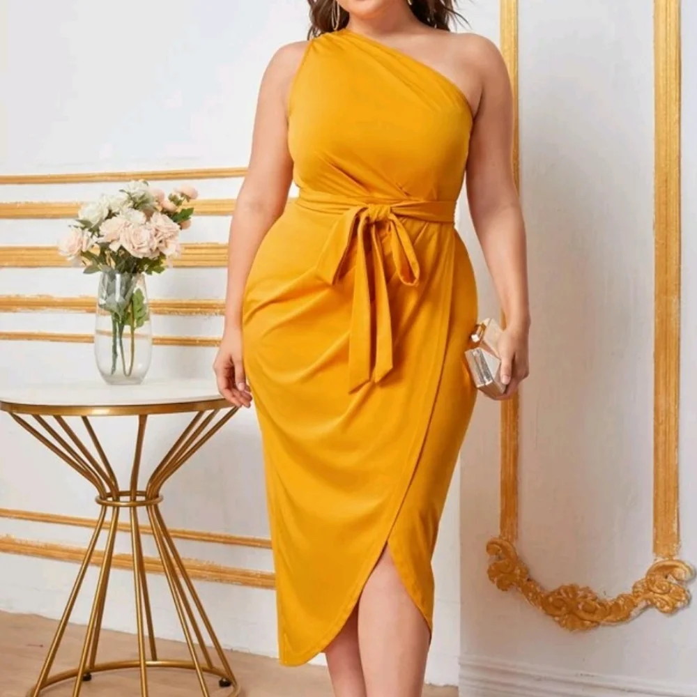 One Shoulder Ruched Faux wrap dress size 0x NWOT
